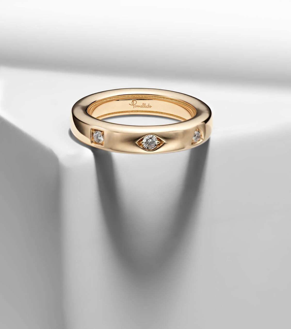Pomellato Iconica Extra Slim 18kt rose gold ring with diamonds
