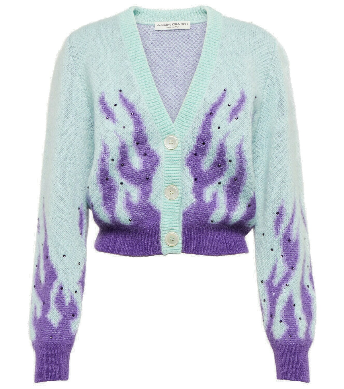 Alessandra Rich Embellished mohair and wool-blend cardigan