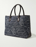 Berluti - Toujours Scritto Venezia Leather-Trimmed Denim Tote Bag