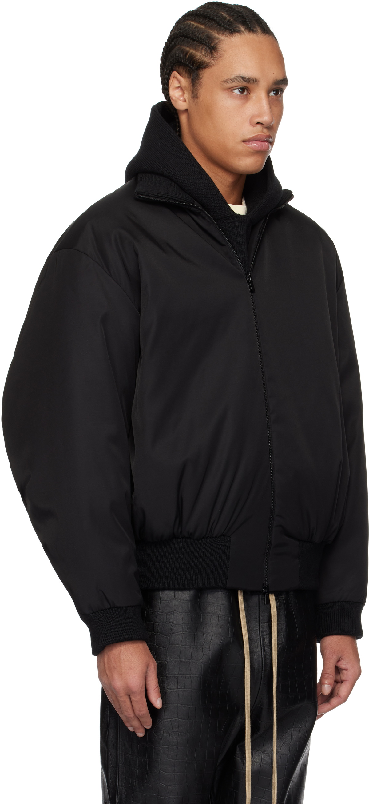 Fear of God Black Nylon Wool Bomber Jacket