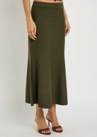 Simkhai Layne Ribbed Merino Wool Midi Skirt Khaki