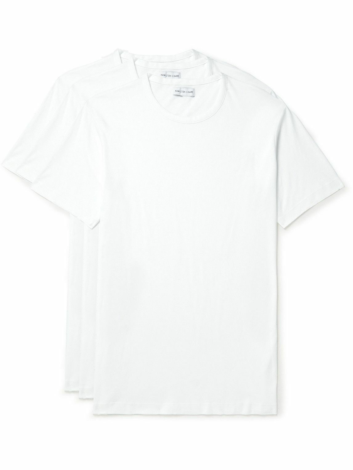 Photo: Hamilton And Hare - Three-Pack Cotton-Jersey T-Shirts - White