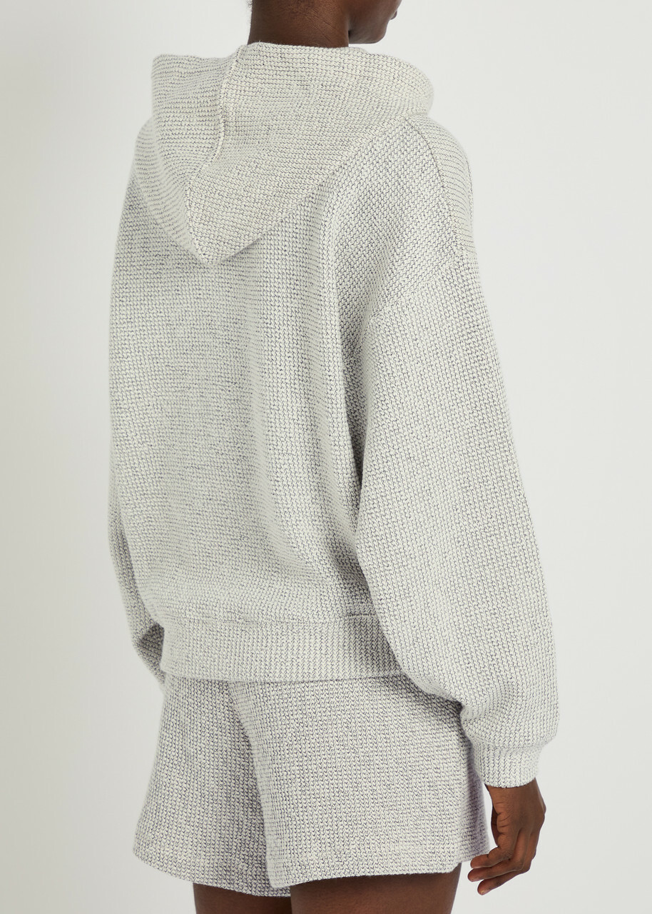 Anine Bing Alec Hooded Marled Cotton-blend Jumper Multicoloured