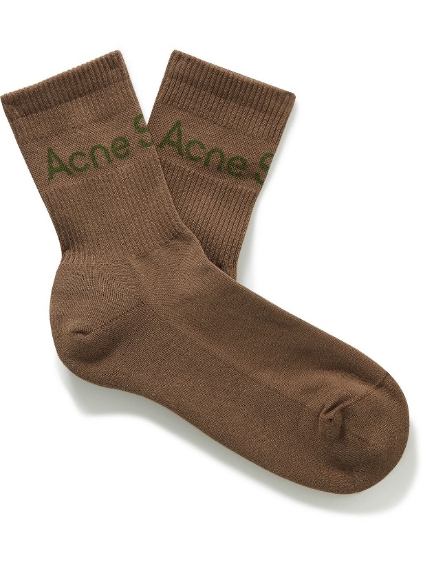 Photo: Acne Studios - Logo-Jacquard Stretch Cotton-Blend Socks - Green