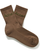 Acne Studios - Logo-Jacquard Stretch Cotton-Blend Socks - Green