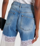 Nensi Dojaka Paneled high-rise tulle wide-leg jeans