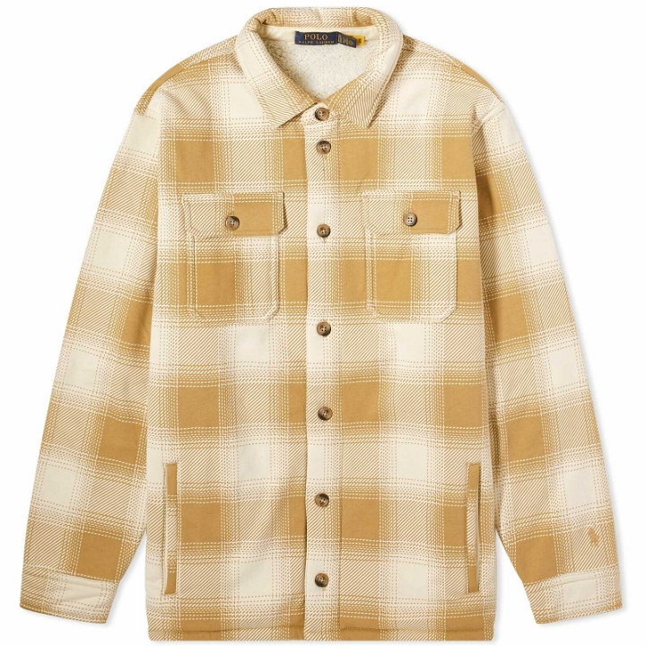 Photo: Polo Ralph Lauren Men's Quilted Plaid Overshirt in Winter Cream/Cafe Tan