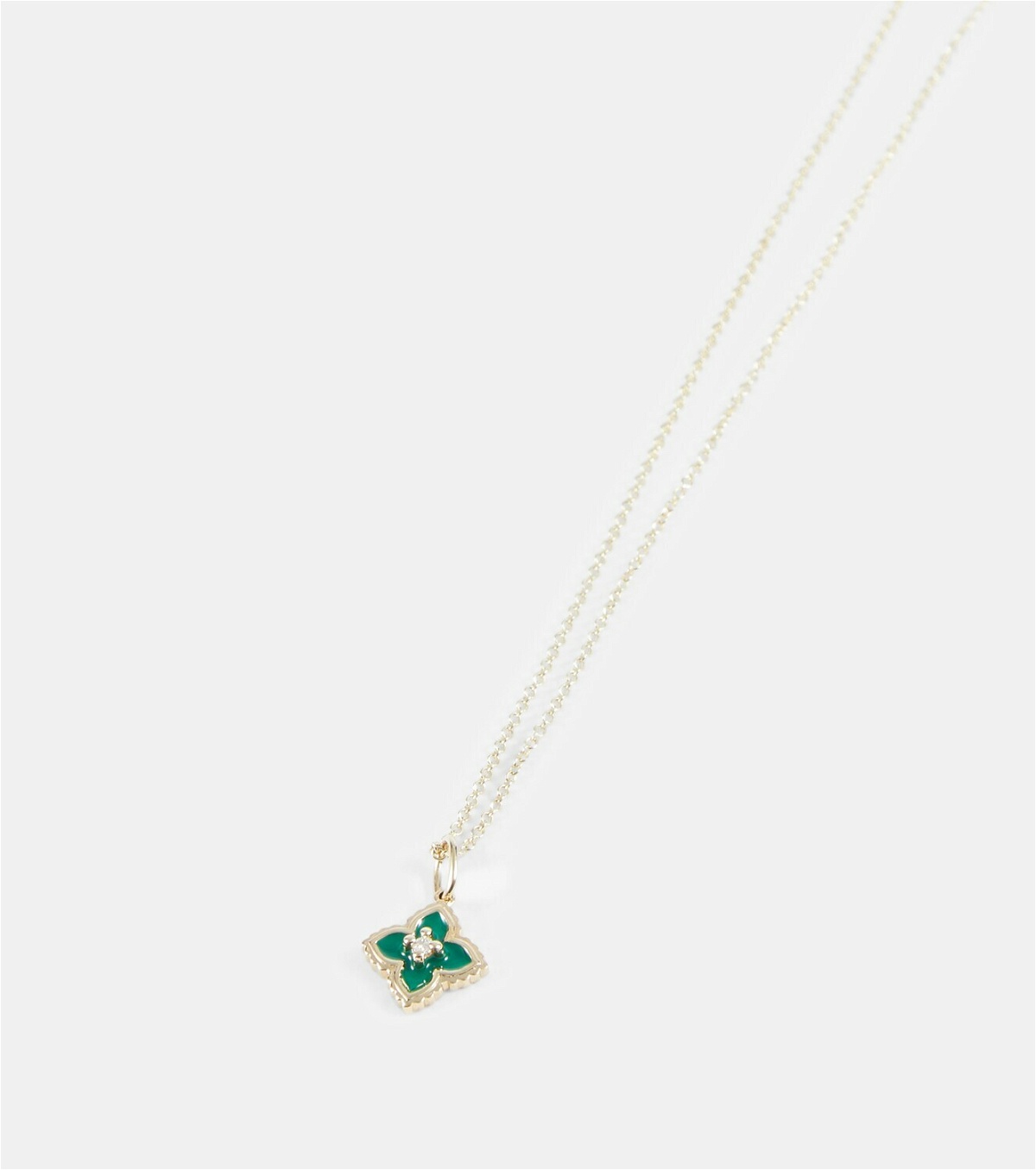 Sydney Evan Mini Moroccan 14kt gold necklace with enamel and diamond