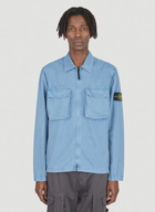 Compass Patch Overshirt Jacket in Light Blue