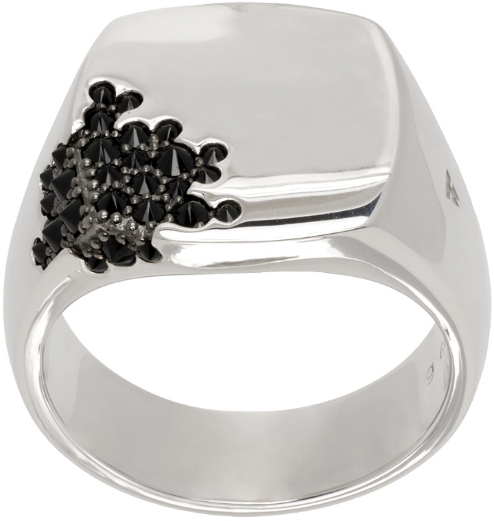 Photo: Tom Wood Silver 'Cushion Black Molecule' Ring