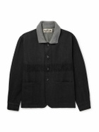 Kartik Research - Embroidered Felt-Trimmed Denim Jacket - Black