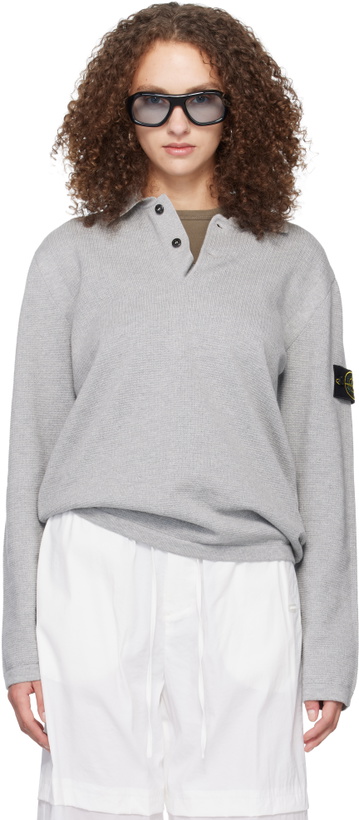 Photo: Stone Island Gray 5100024 Micro Stitch Soft Organic Cotton Polo