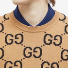 Gucci Men's Jumbo GG Crew Neck Knit in Camel