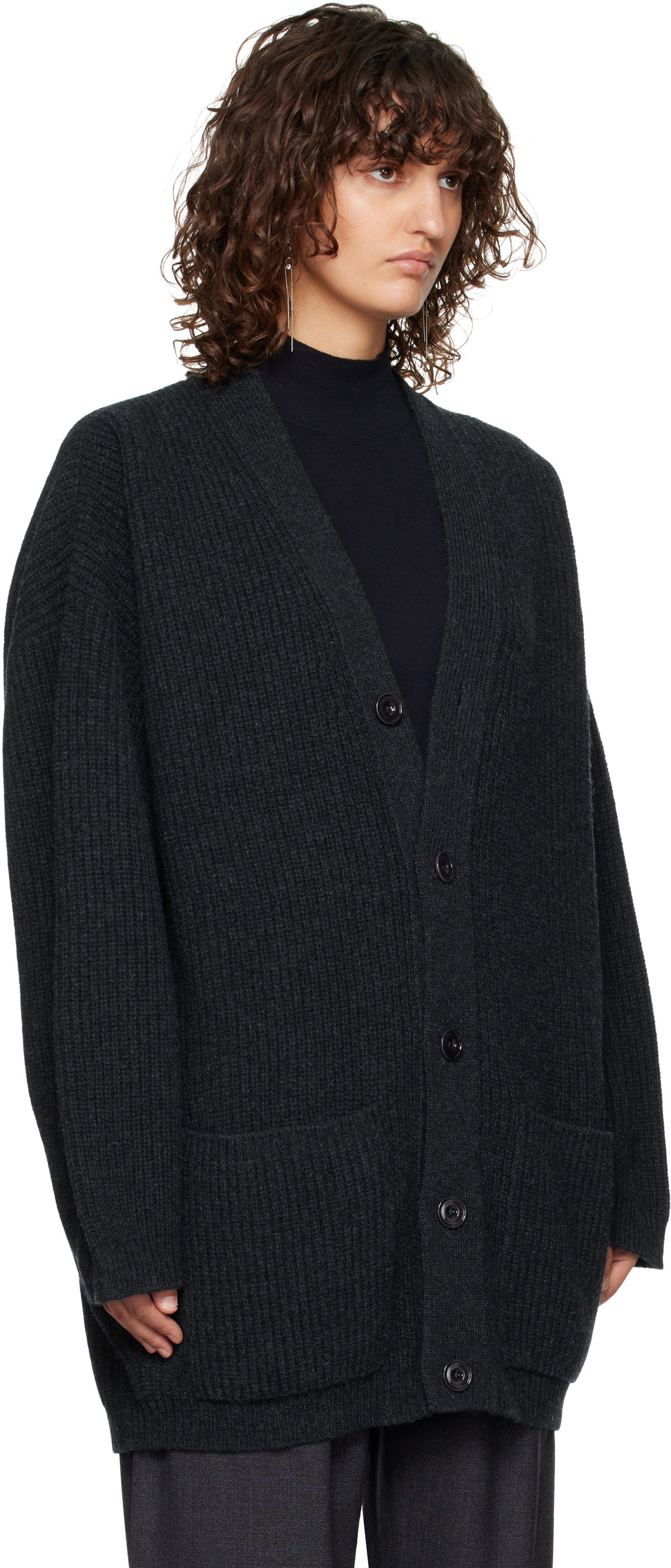 LEMAIRE Navy Felted Cardi Coat Lemaire