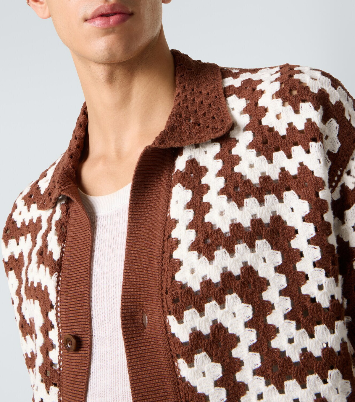 Frescobol Carioca Pinto crochet cotton cardigan