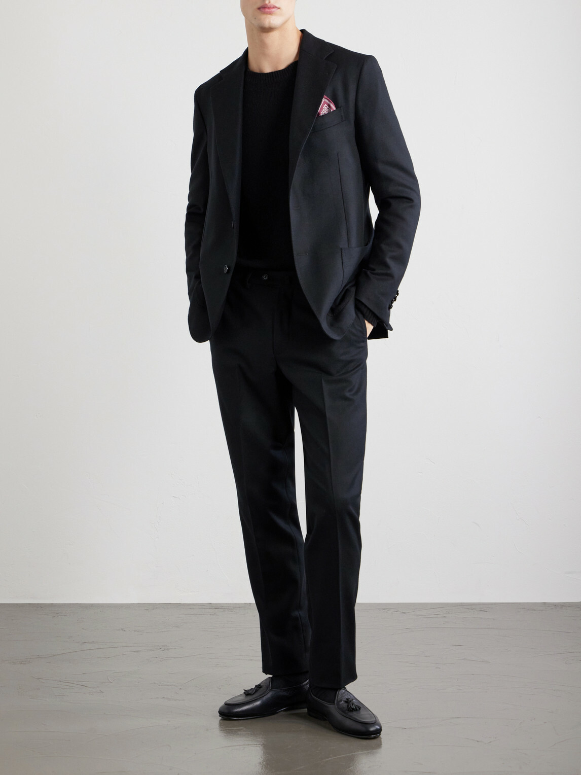 De Petrillo - Straight-Leg Wool and Cashmere-Blend Suit Trousers - Black