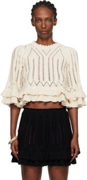 Isabel Marant Etoile Off-White Norma Frilly Cotton Knit Sweater