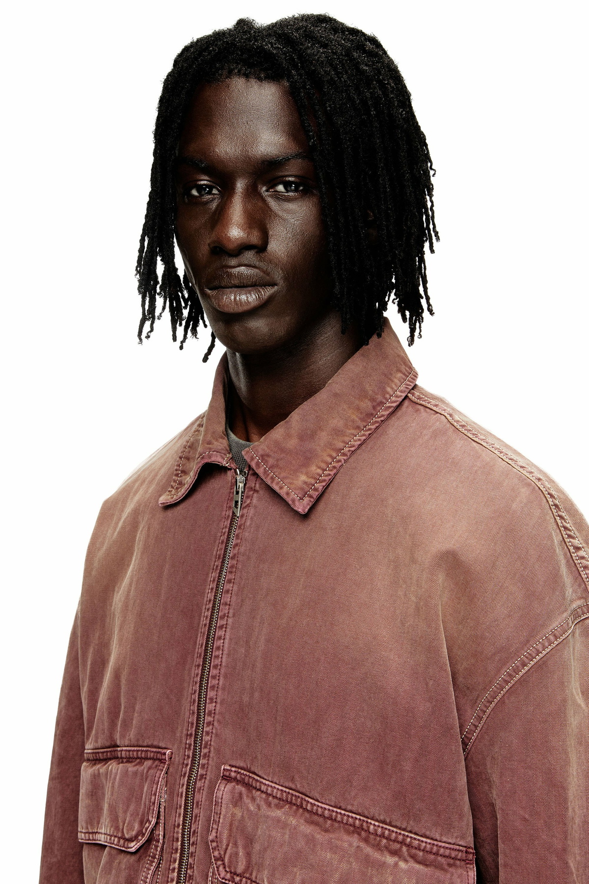 Diesel Jacket in coloured herringbone denim - Denim Jackets - Unisex - Brown