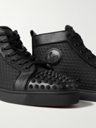 Christian Louboutin - Lou Spikes Orlato Studded Leather and Mesh High-Top Sneakers - Black
