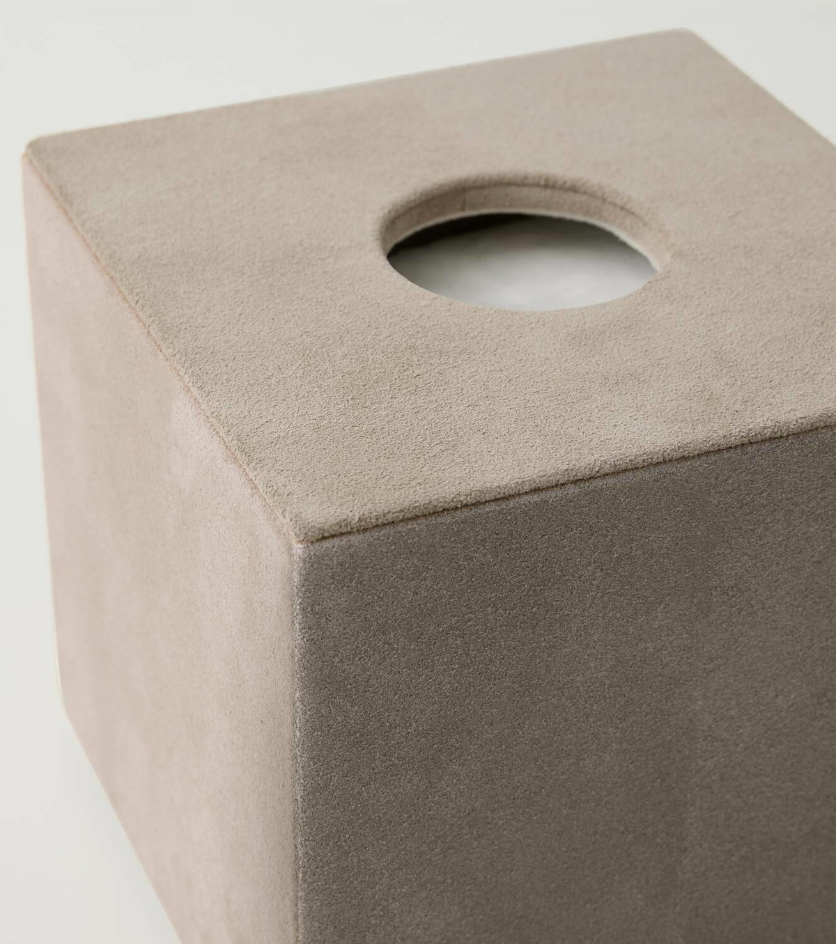 Michaël Verheyden Niez Cube suede and wooden tissue box