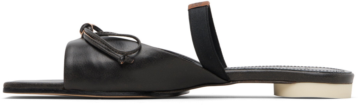 MM6 Maison Margiela Brown Bow-Detailed Leather Slingback Sandals