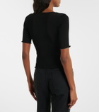 Saint Laurent Lace-trimmed ribbed-knit silk top