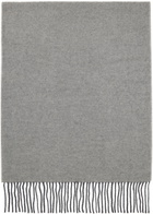 GANNI Gray Fringed Wool Scarf
