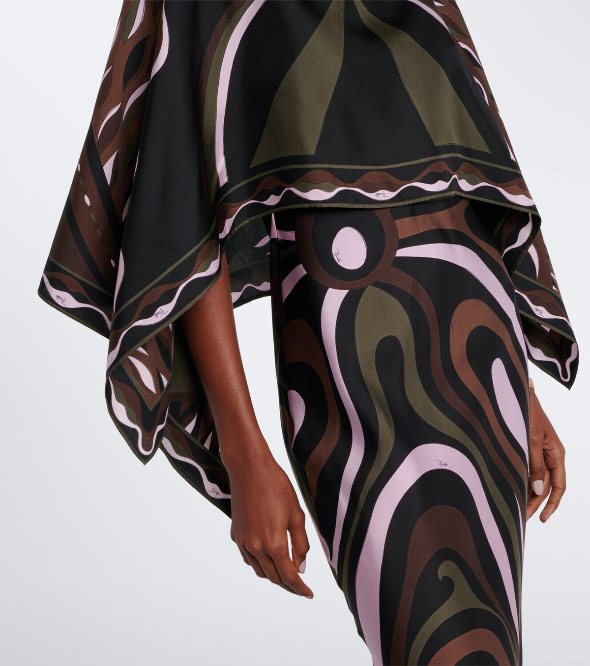 Pucci Marmo and Dune caped silk twill gown