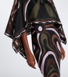 Pucci Marmo and Dune caped silk twill gown