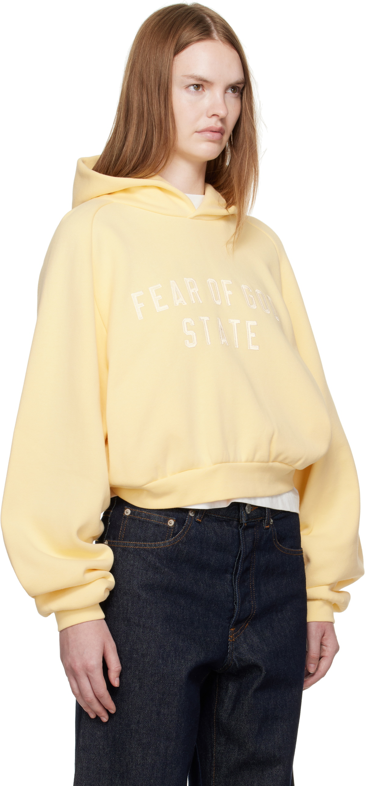 Fear of God ESSENTIALS Yellow Fleece Raglan Hoodie