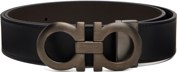 Photo: Ferragamo Black Adjustable Gancini Reversible Belt