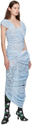 Yuhan Wang Blue Draped Midi Dress