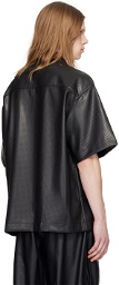 Hugo Black Perforated Faux-Leather Shirt