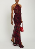 Ronny Kobo Lovisa Polka-dot Chiffon Midi Dress Black Red