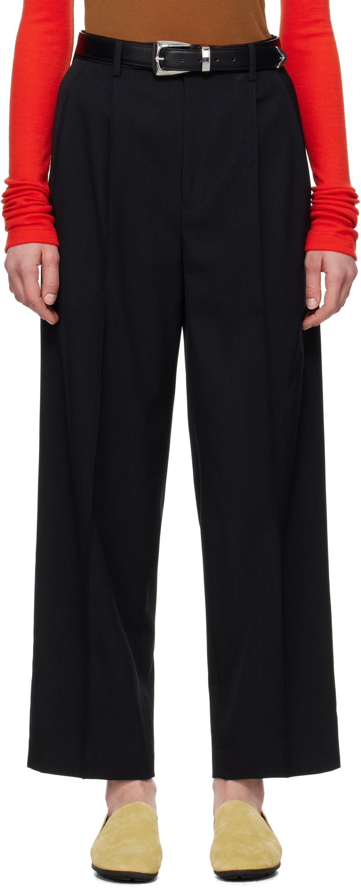 AURALEE Black Light Wool Max Gabardine Trousers