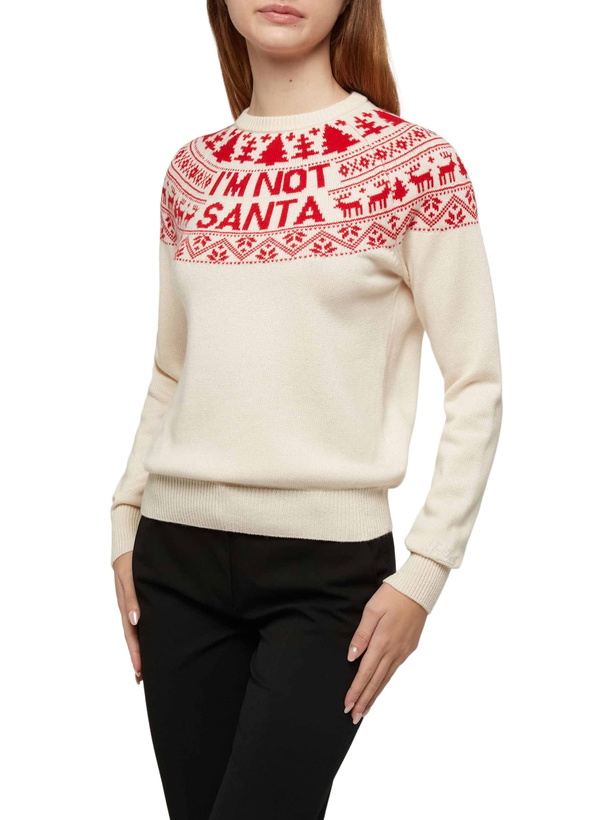 Photo: MC2 Saint Barth White Sweater New Queen With Im Not Santa Jacquard