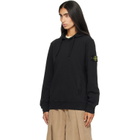Stone Island Black 6100048 Brushed Organic Cotton Fleece Hoodie
