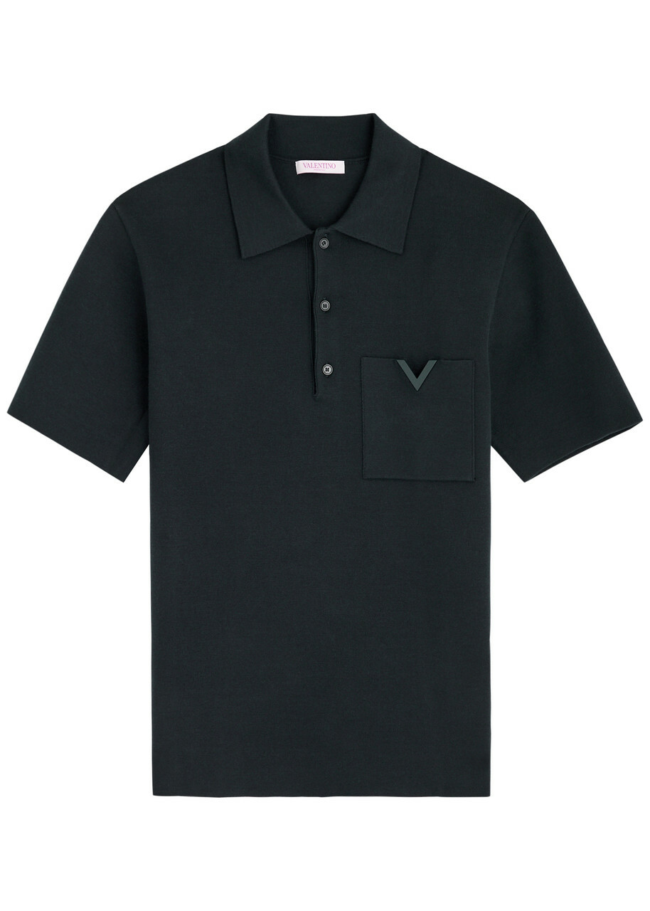 Valentino Logo Cotton-blend Polo Shirt Navy Valentino