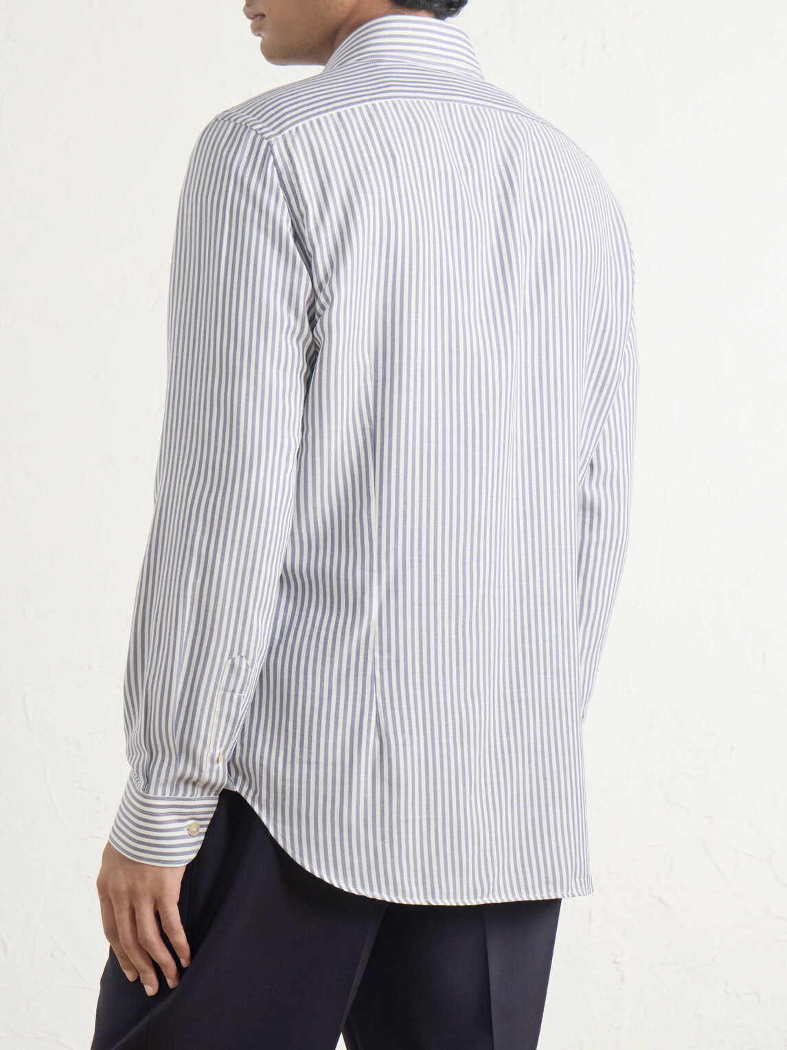 Eleventy - Striped Lyocell and Cotton-Blend Shirt - Gray