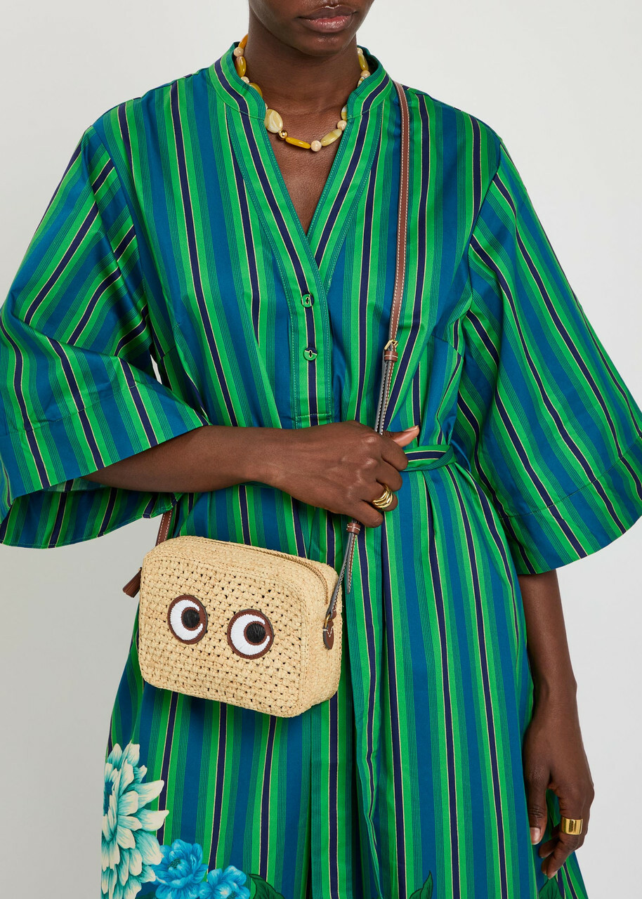 Anya Hindmarch Eyes Raffia and Leather Cross-body bag - Natural - One Size