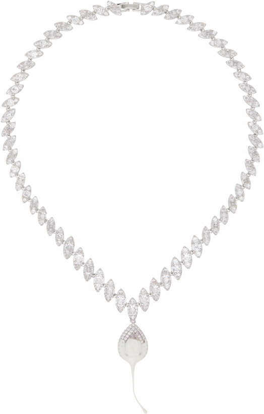 Photo: Ottolinger Silver & Beige Diamond Dip Necklace