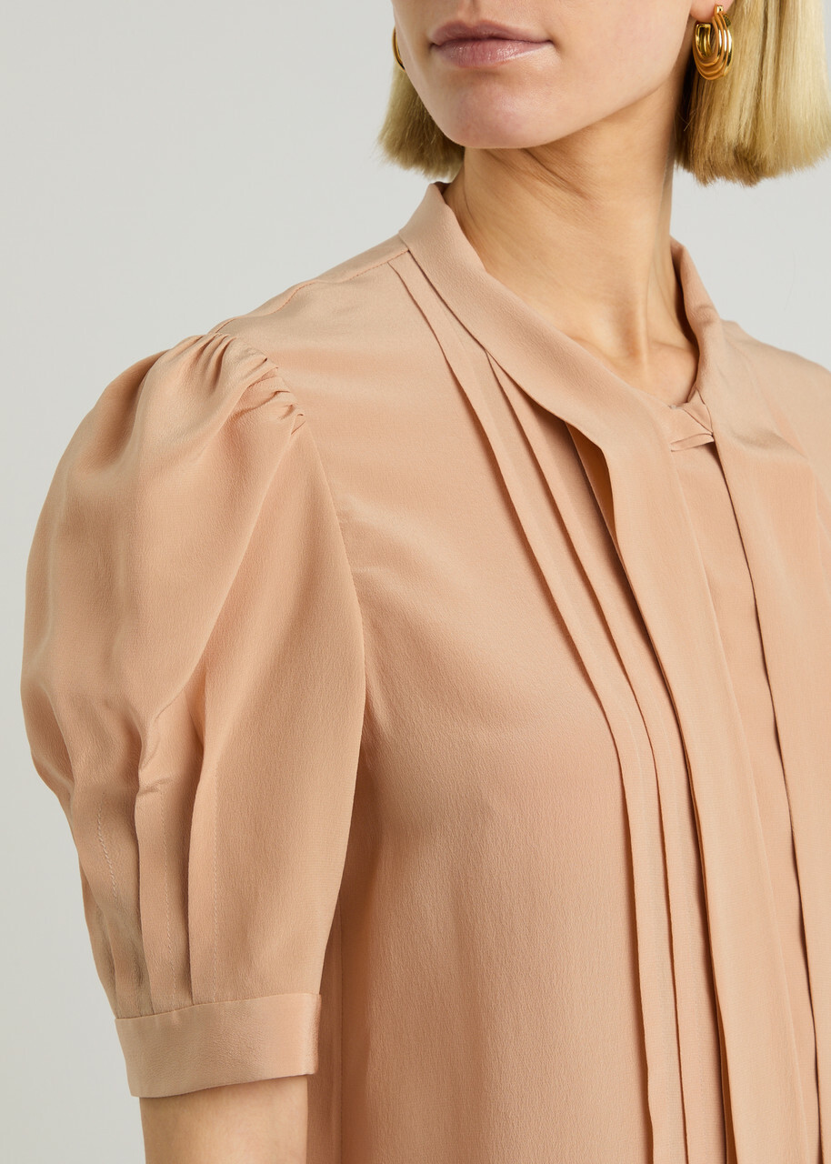Chloe Scarf-effect Silk Crepe de Chine Blouse Sand