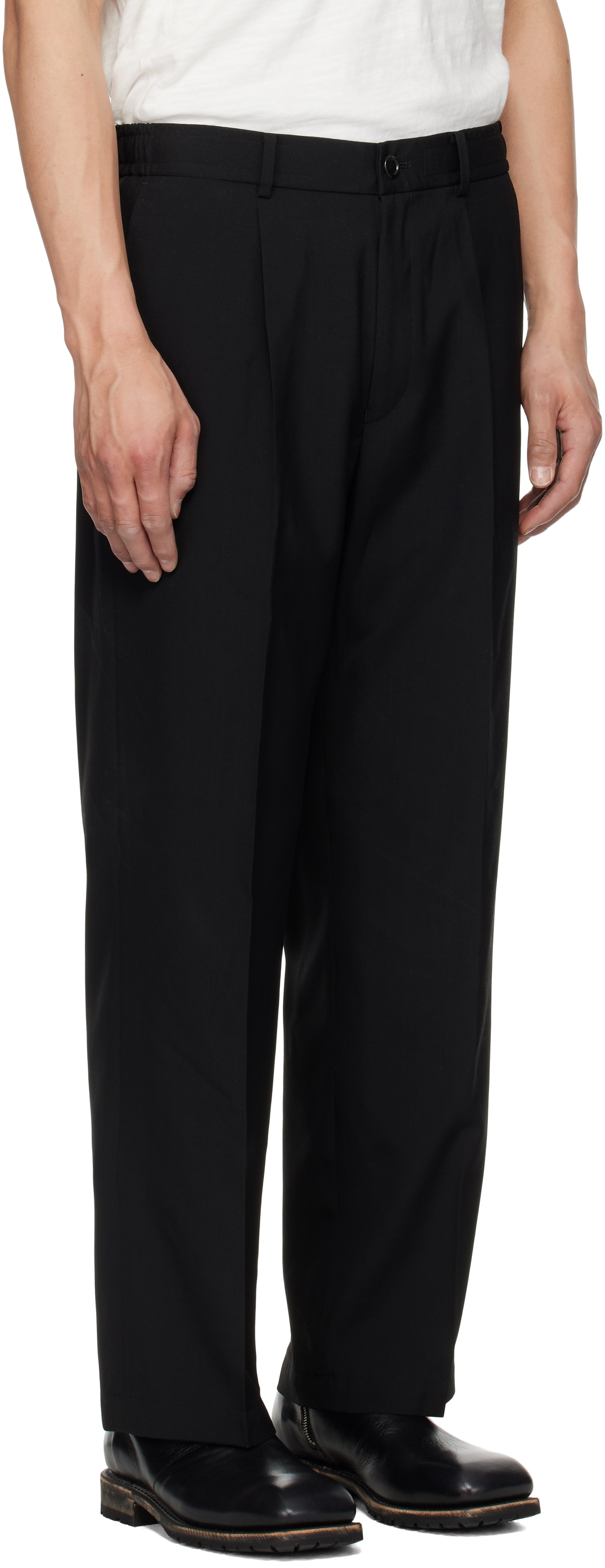 N.Hoolywood Black Wide Tapered Easy Trousers