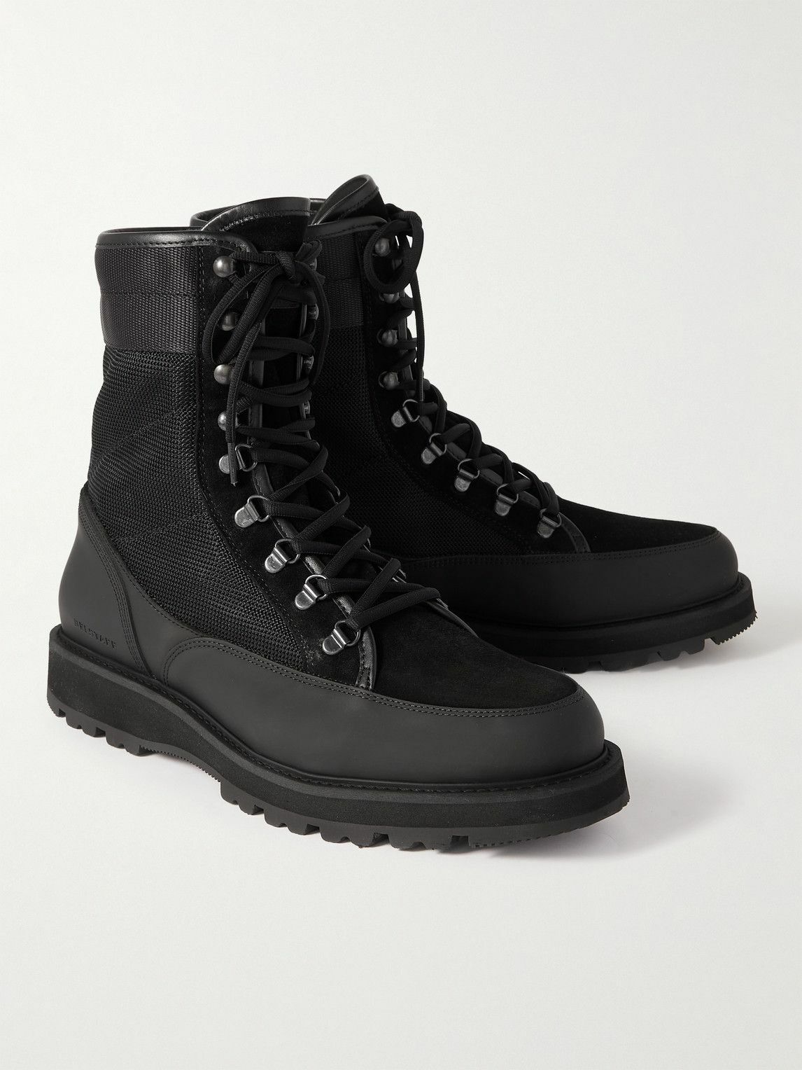 Belstaff Stormproof Leather, Suede and Mesh Boots Black Belstaff