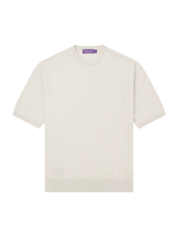 Photo: Ralph Lauren Purple label - Cashmere-blend T-shirt - Neutrals