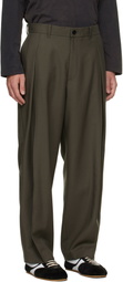 Solid Homme Green Pleated Wool Trousers