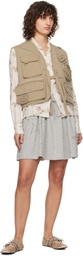 OPEN YY Beige Appliqué Cargo Vest