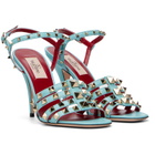 Valentino Garavani Blue Rockstud Kidskin Heeled Sandals