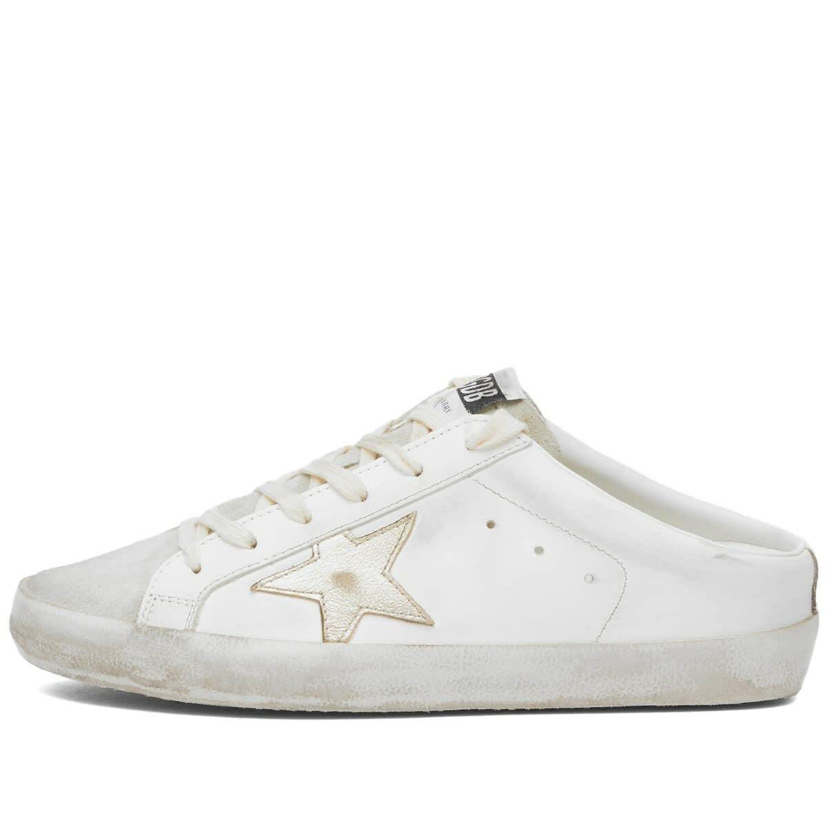 Golden Goose Women's Sabot Leather Sneakers in Optic White/Ice/Platinum ...