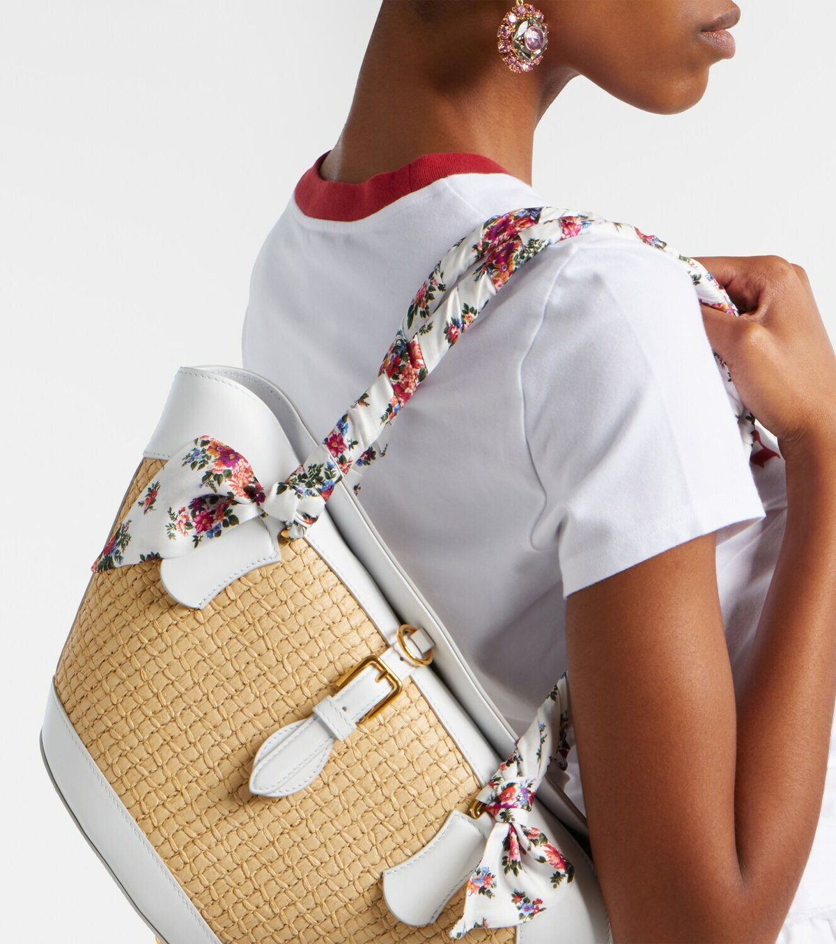 Dolce&Gabbana Capri Medium leather-trimmed raffia tote bag